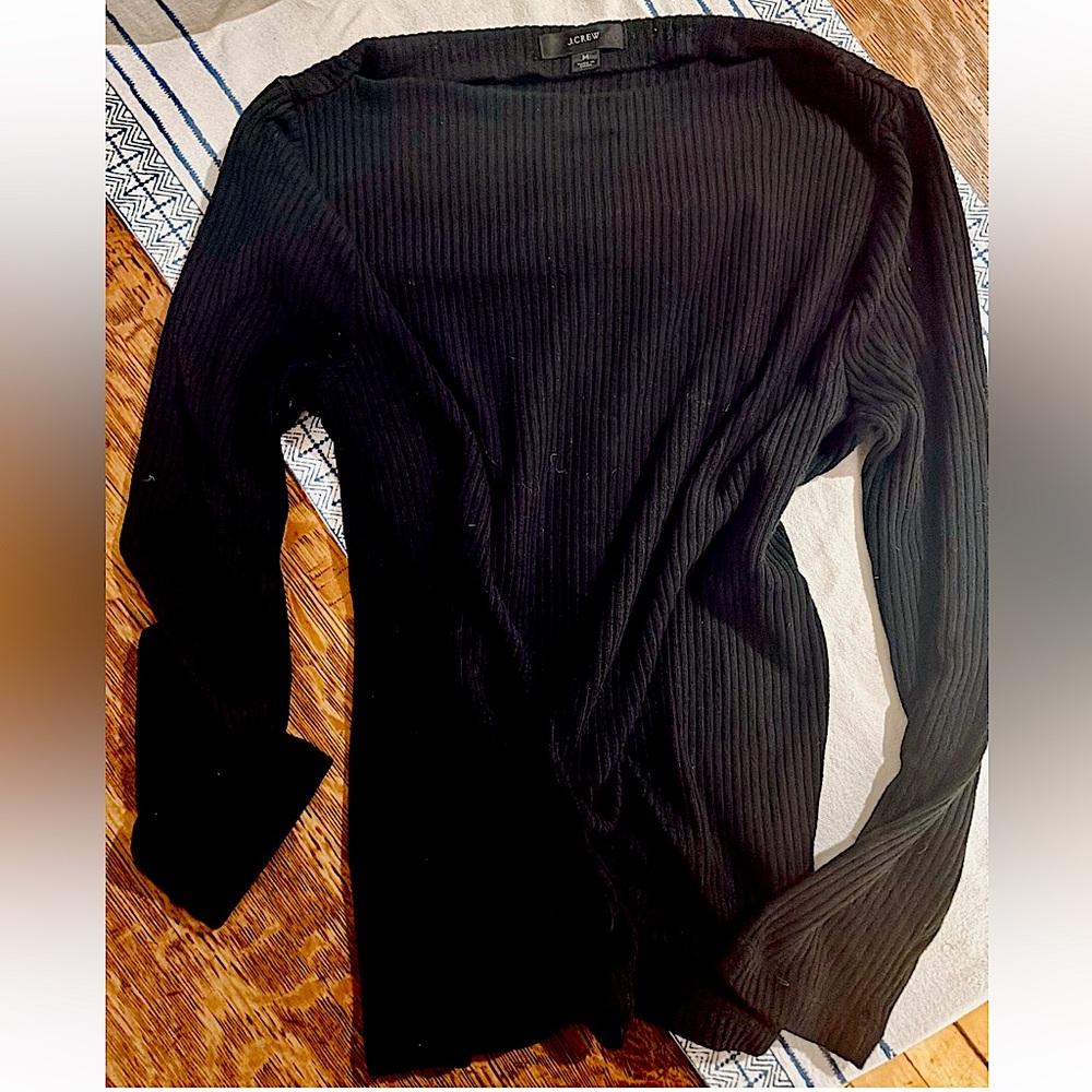 J Crew boatneck ribbed long sleeve top EUC